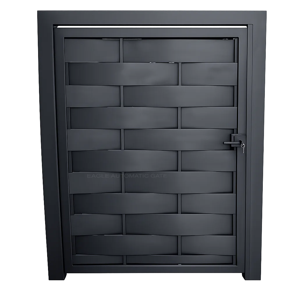 Woven-panel pedestrian gate 3D illustration