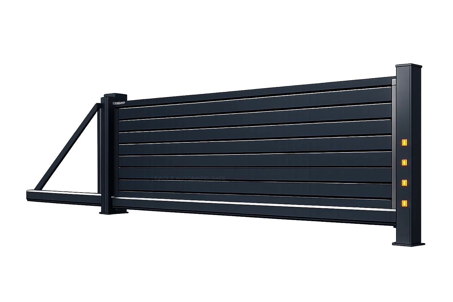 Horizontal-slat sliding gate 3D illustration