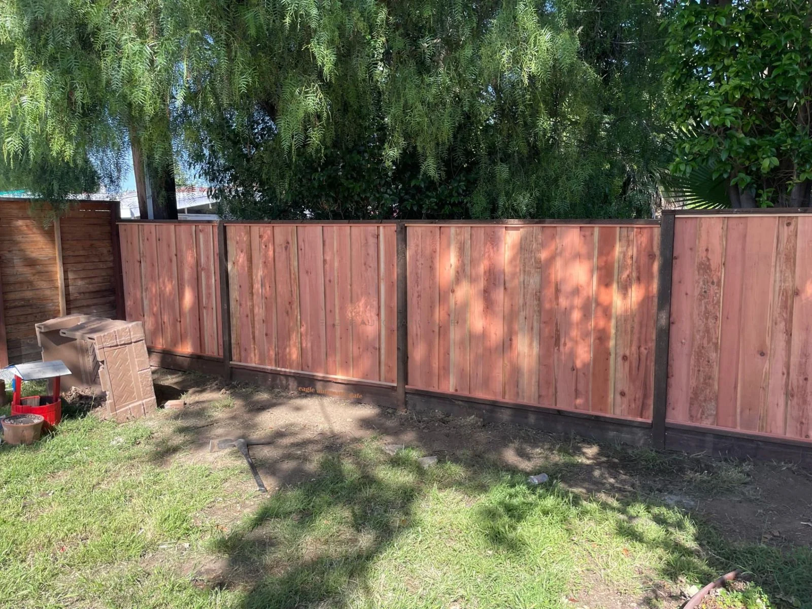 New timber privacy fence after replacement