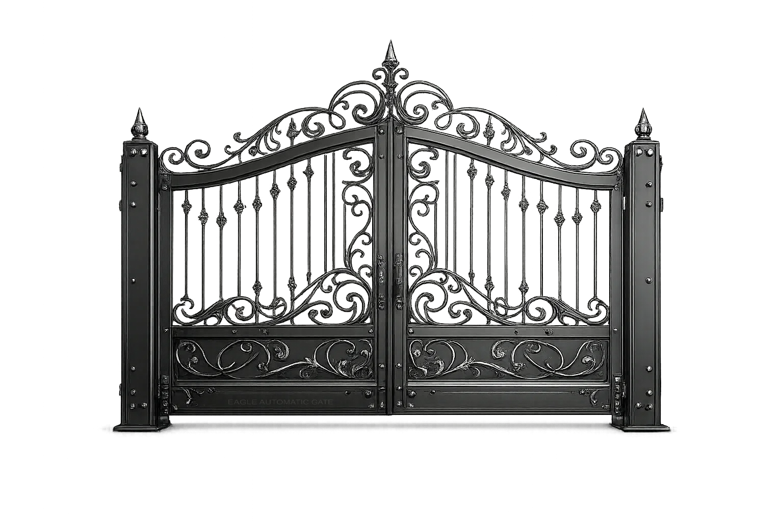 Ornamental iron double gate 3D illustration