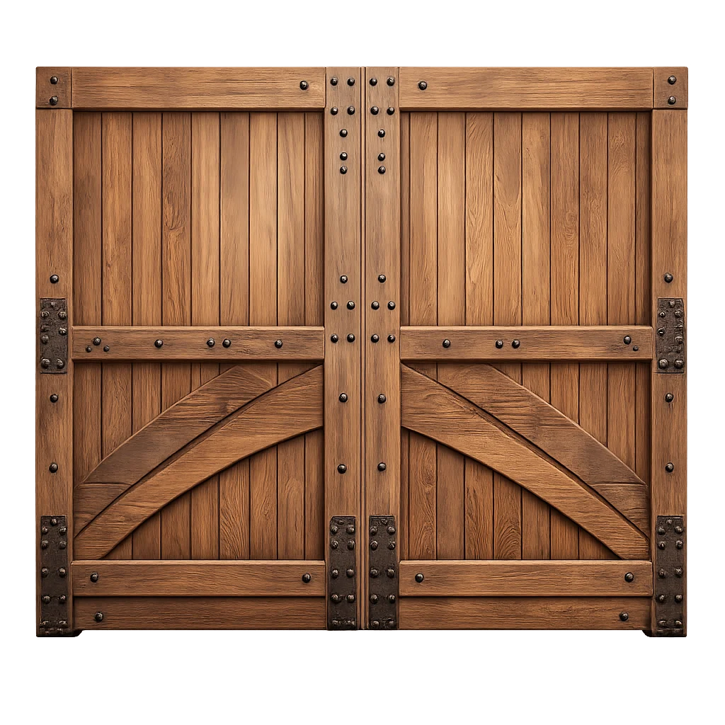 Timber double gate 3D illustration