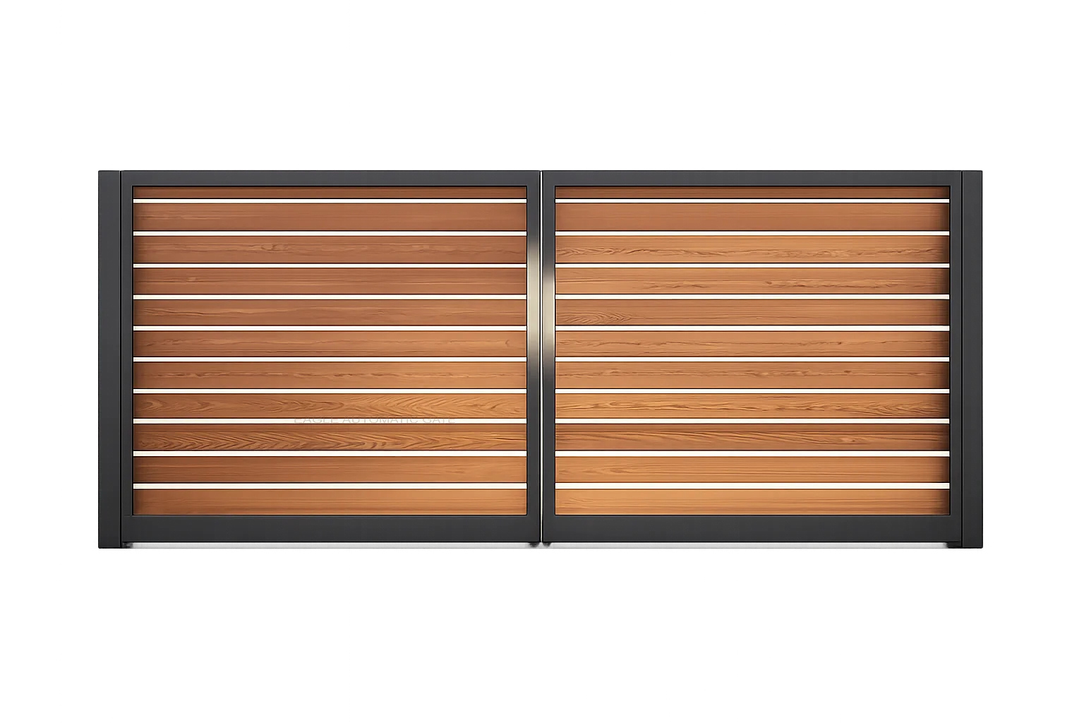 Wood-and-metal driveway gate 3D illustration