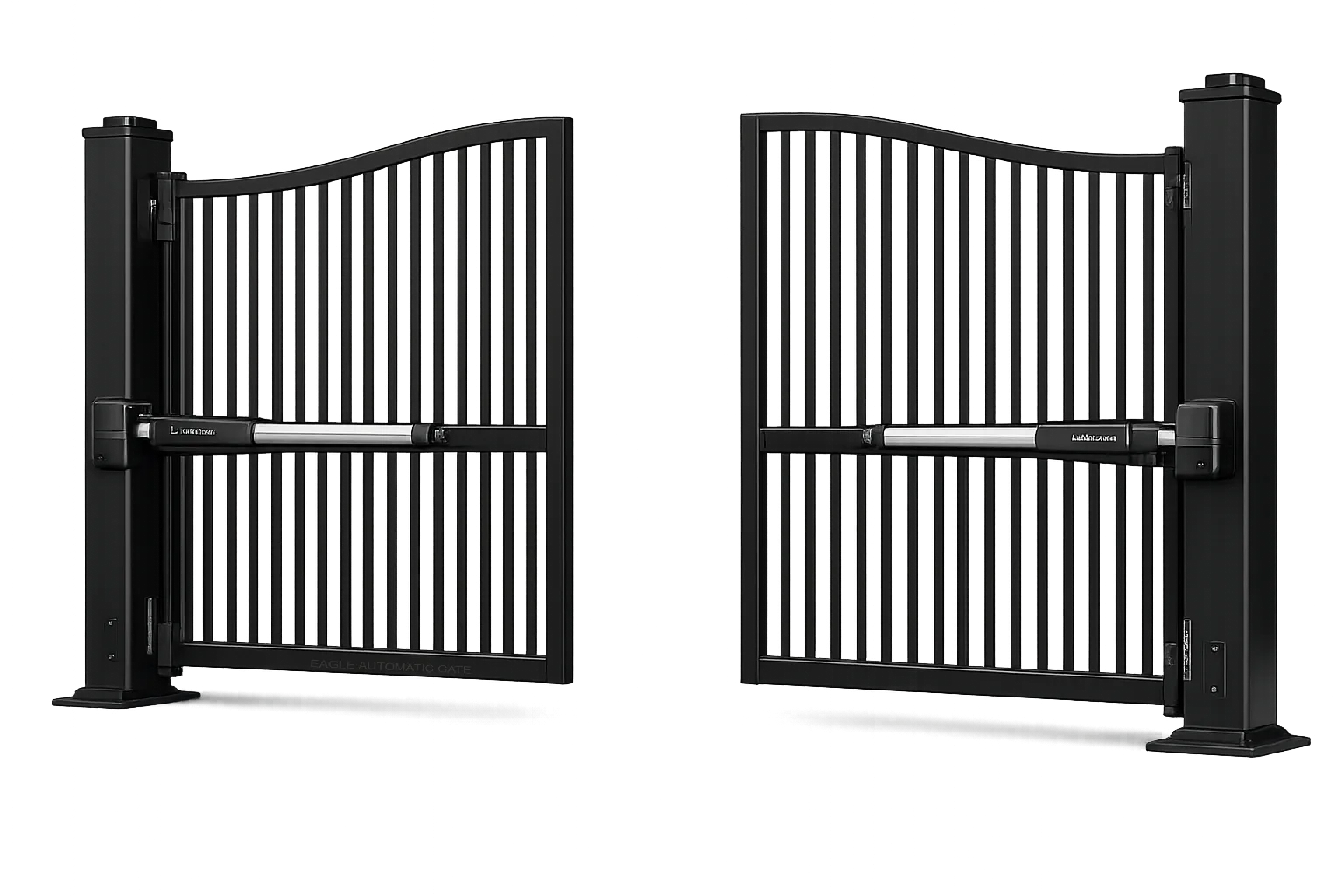 Vertical-picket swing gates 3D illustration