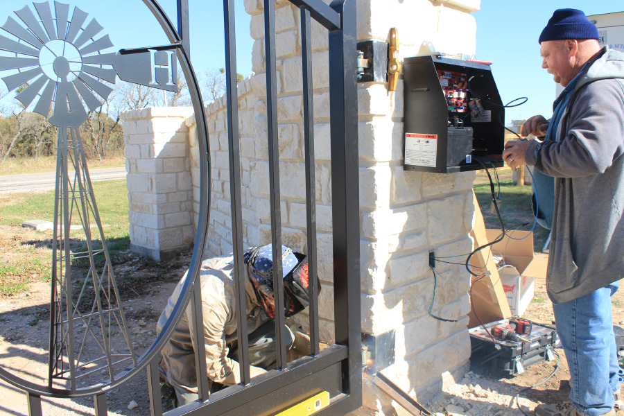 installing front wall perimeter with electric gate system