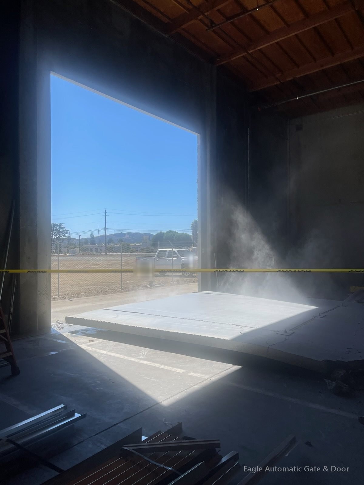 Cutting the new commercial door opening in Gilroy